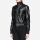 Women's Raven Black Leather Bomber Jacket