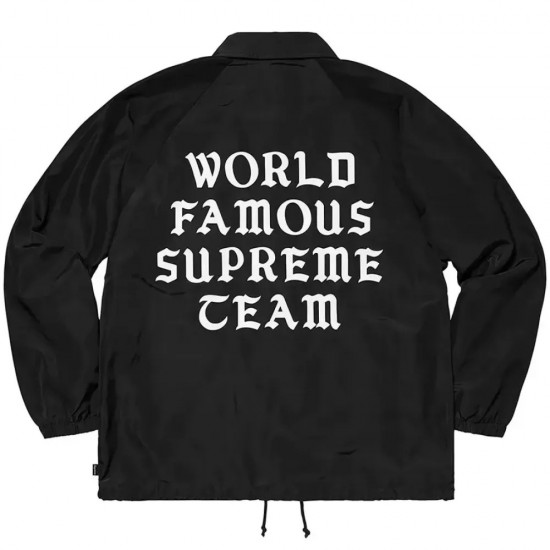 World Famous Supreme Team Black Bomber Satin Jacket